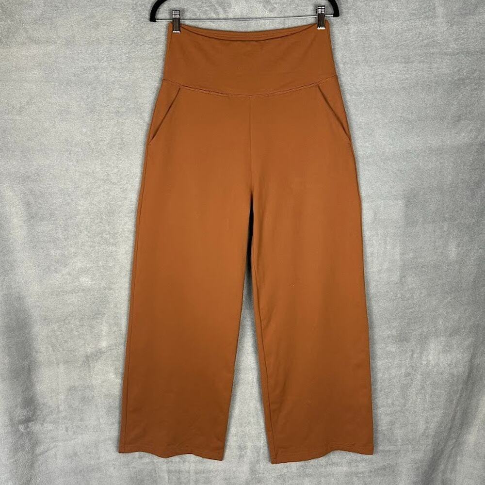Kiragrace Pants Women Large Brown Wide Leg Stretch Comfort Work Yoga Powerstrong